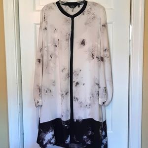 Simply Vera Wang Dress White Soft Black Flowers XL